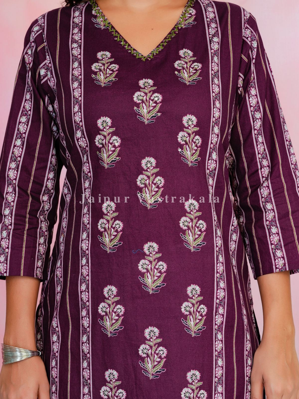 Wine Boota Bahaar Cotton Kurti