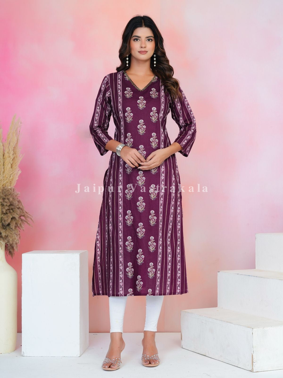 Wine Boota Bahaar Cotton Kurti