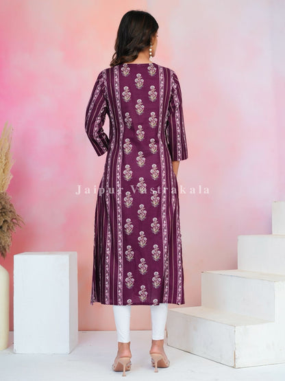 Wine Boota Bahaar Cotton Kurti