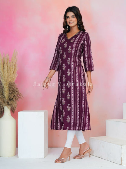 Wine Boota Bahaar Cotton Kurti