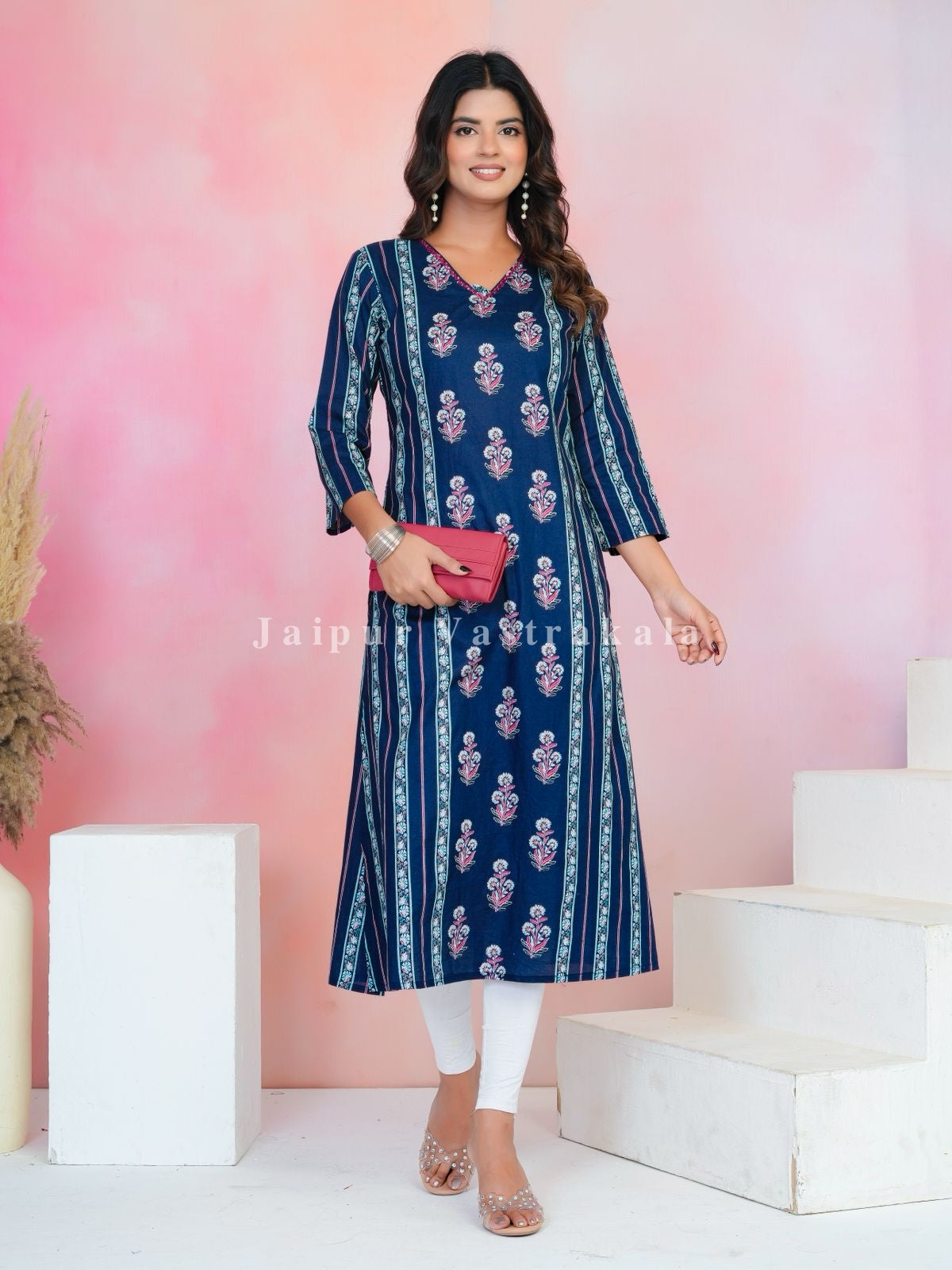 Blue Boota Bahaar Cotton Kurti
