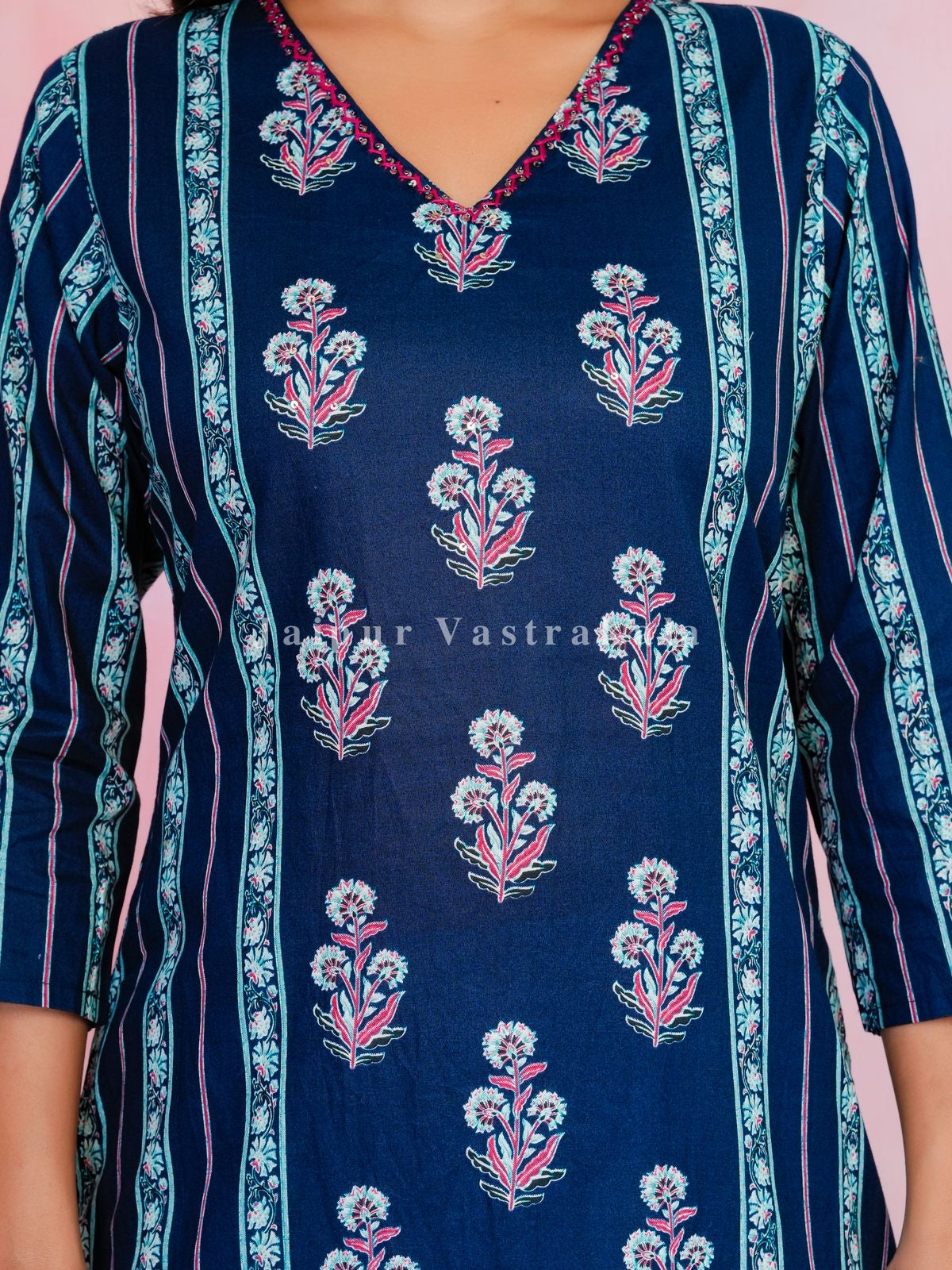 Blue Boota Bahaar Cotton Kurti