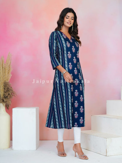 Blue Boota Bahaar Cotton Kurti