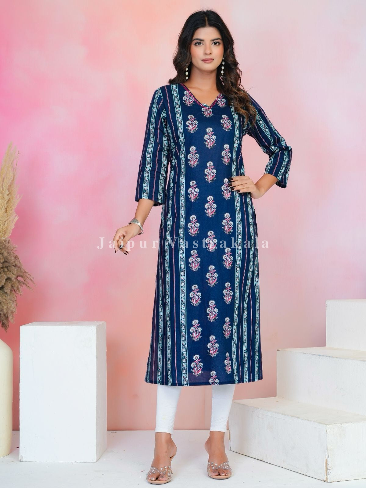 Blue Boota Bahaar Cotton Kurti