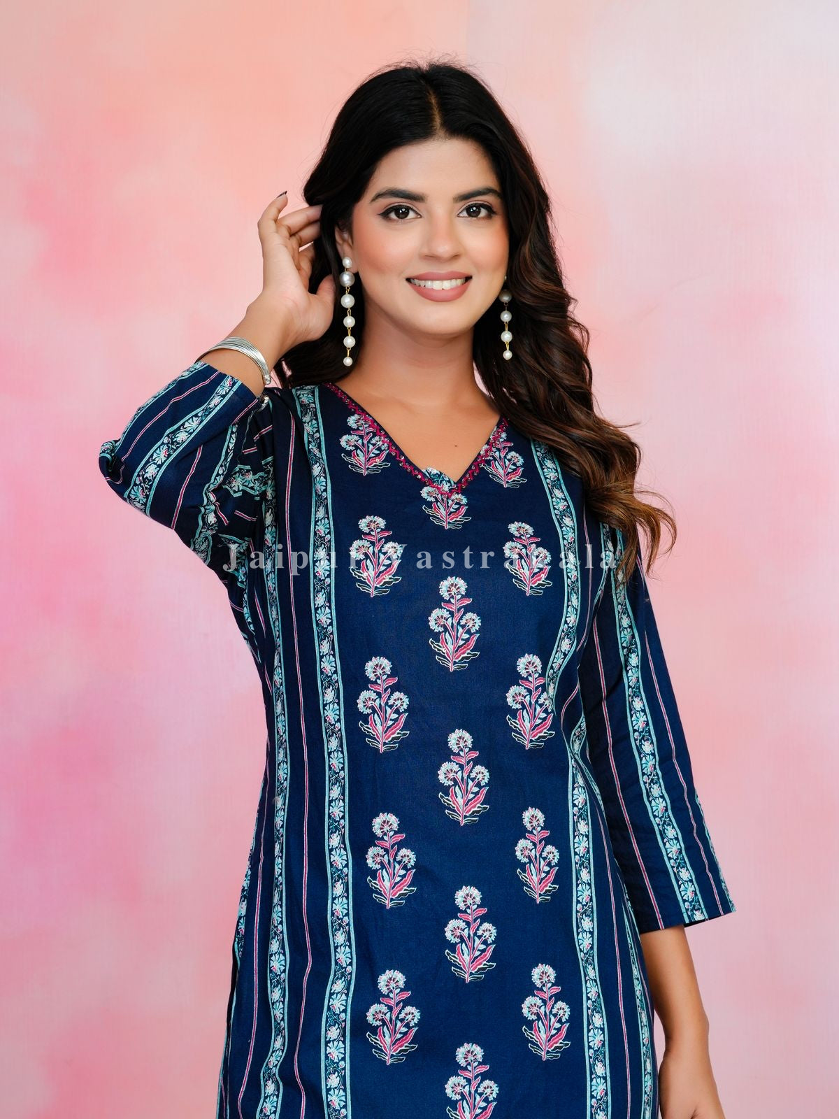 Blue Boota Bahaar Cotton Kurti
