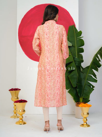 Pink Batik Shimmer Muslin Kurti