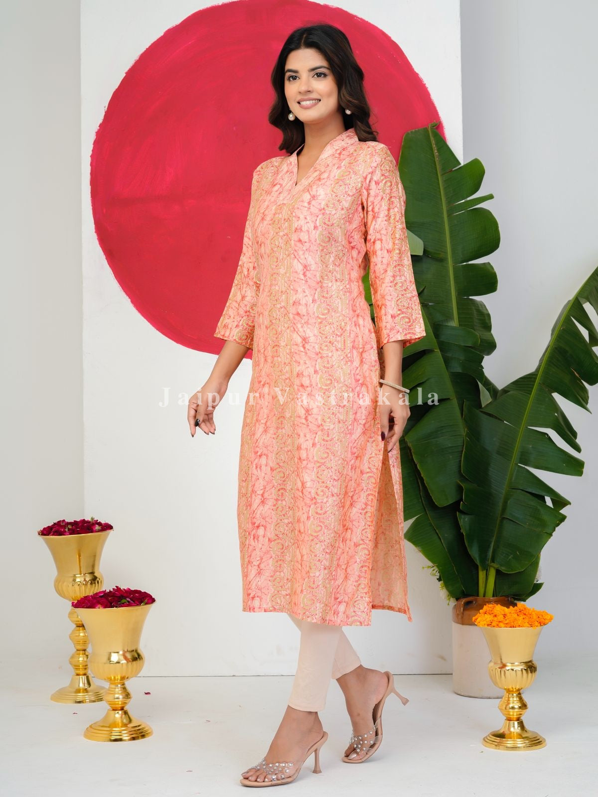 Pink Batik Shimmer Muslin Kurti