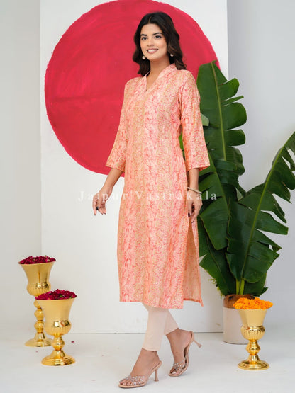 Pink Batik Shimmer Muslin Kurti