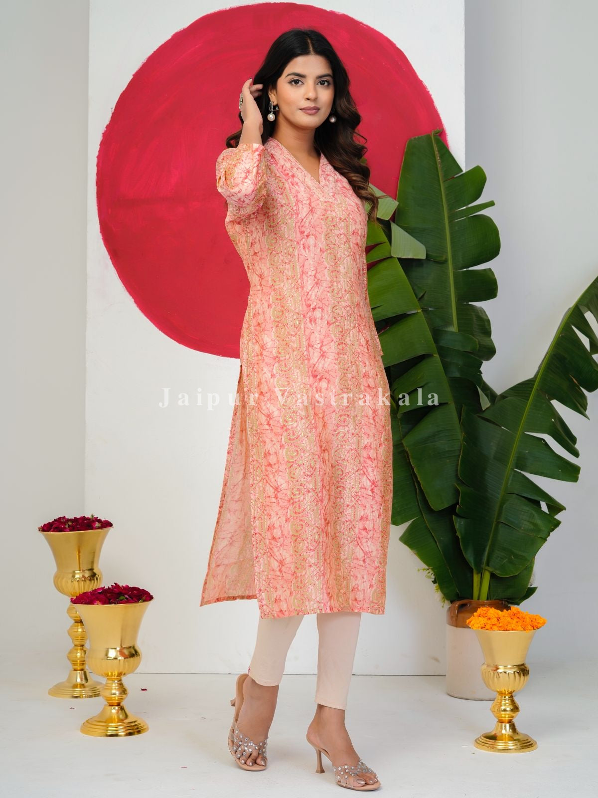 Pink Batik Shimmer Muslin Kurti