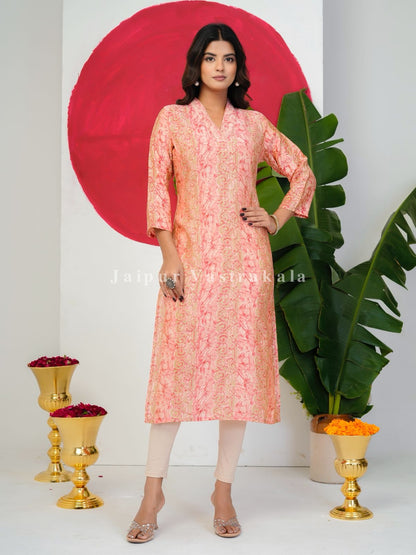 Pink Batik Shimmer Muslin Kurti