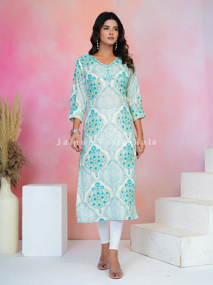 Azure Boota Cascade Cotton Kurti