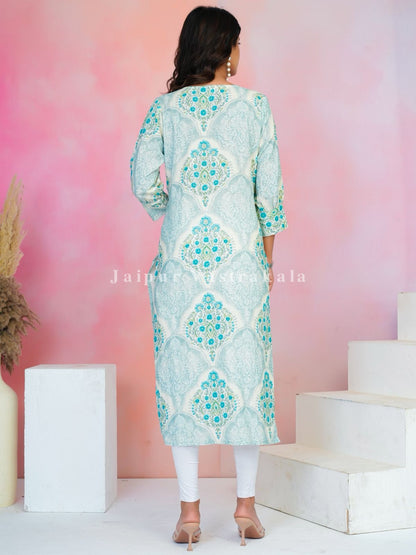 Azure Boota Cascade Cotton Kurti