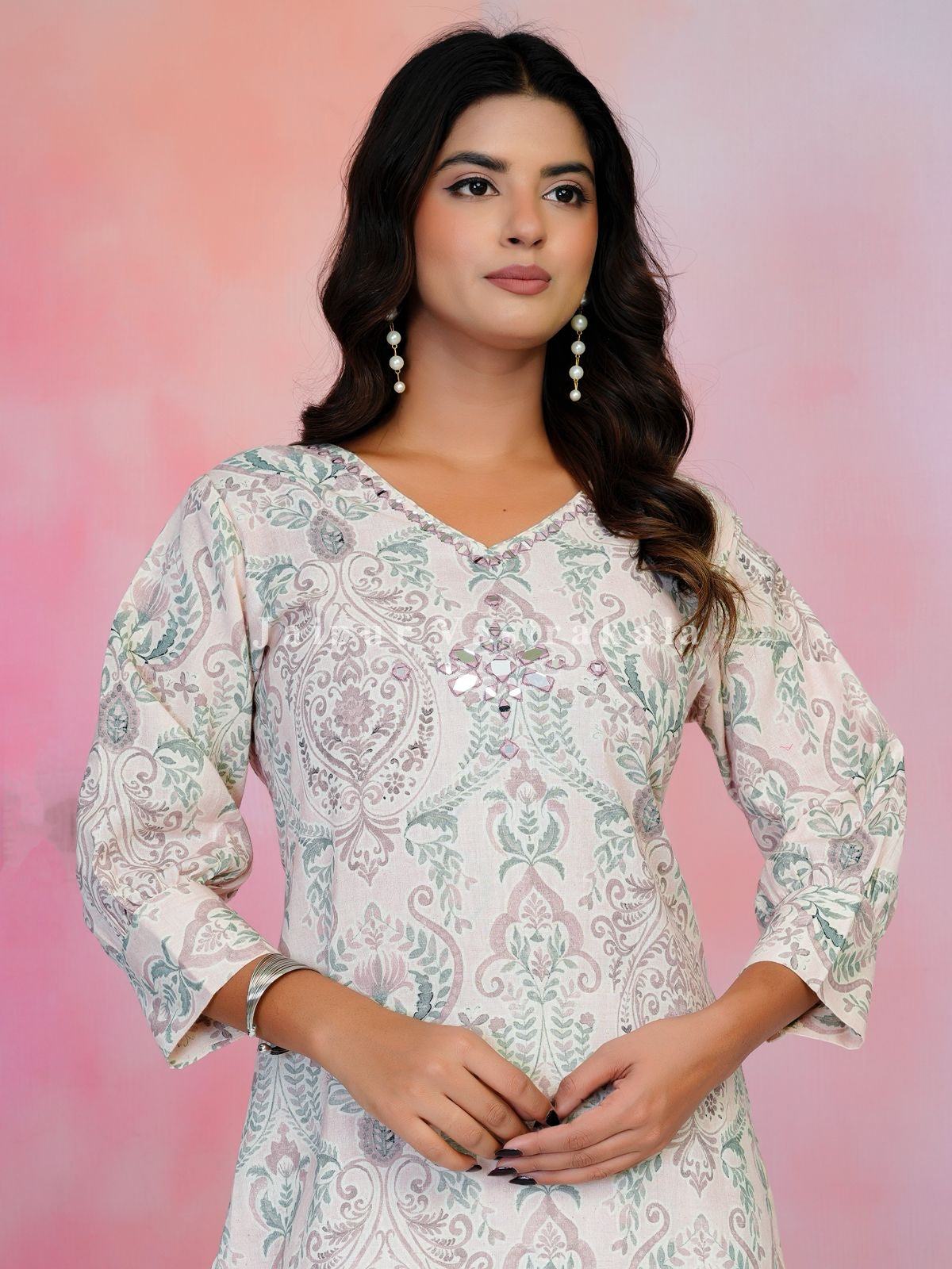 Ivory Mughal Cotton Kurti