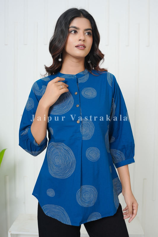 Blue Orbits Fusion Cotton Top