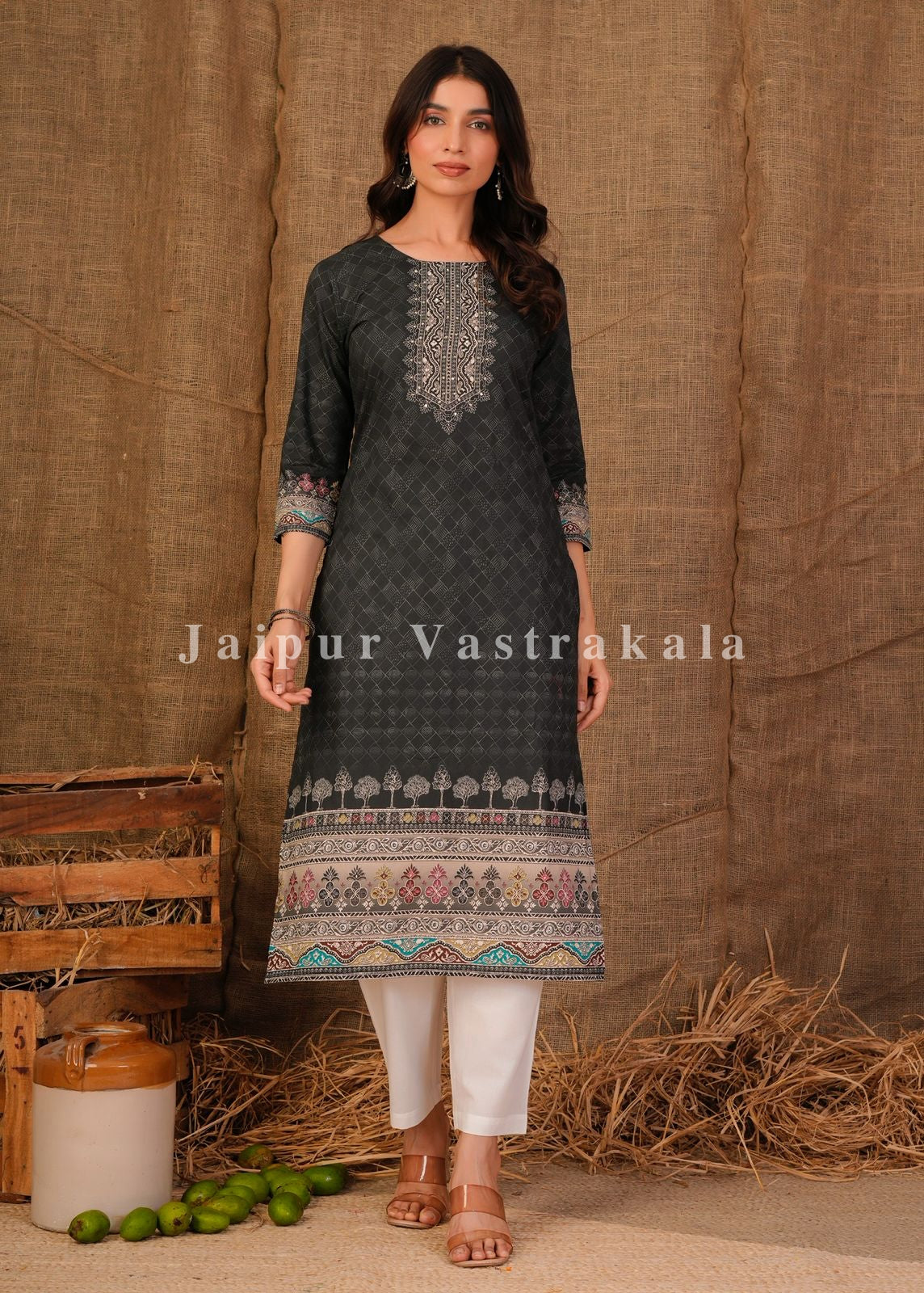 Gray Ethnic Cotton Kurti