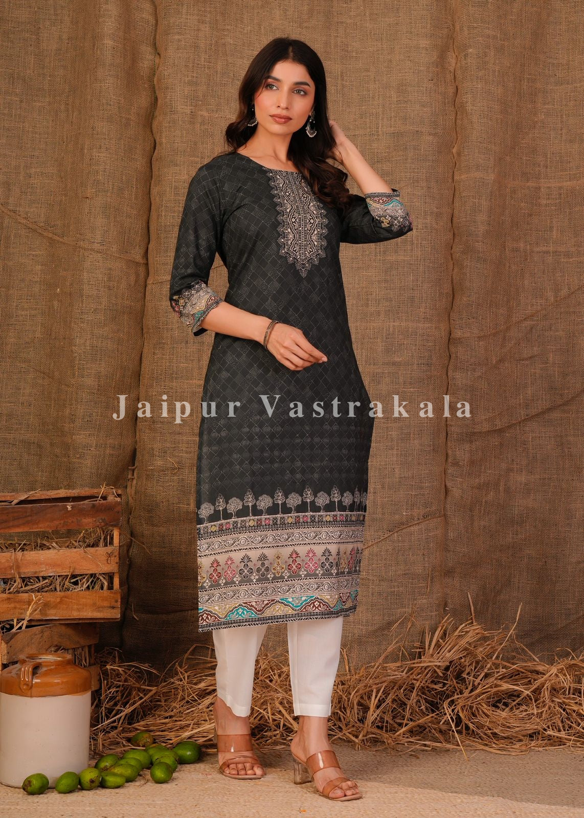 Gray Ethnic Cotton Kurti