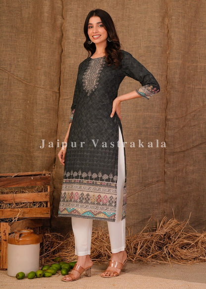 Gray Ethnic Cotton Kurti