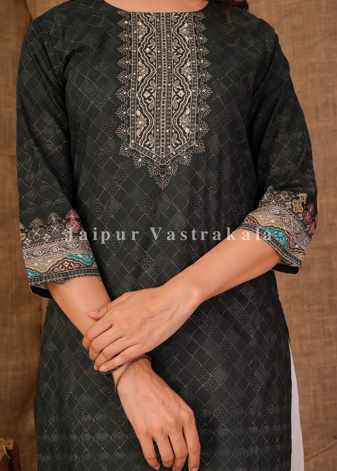 Gray Ethnic Cotton Kurti