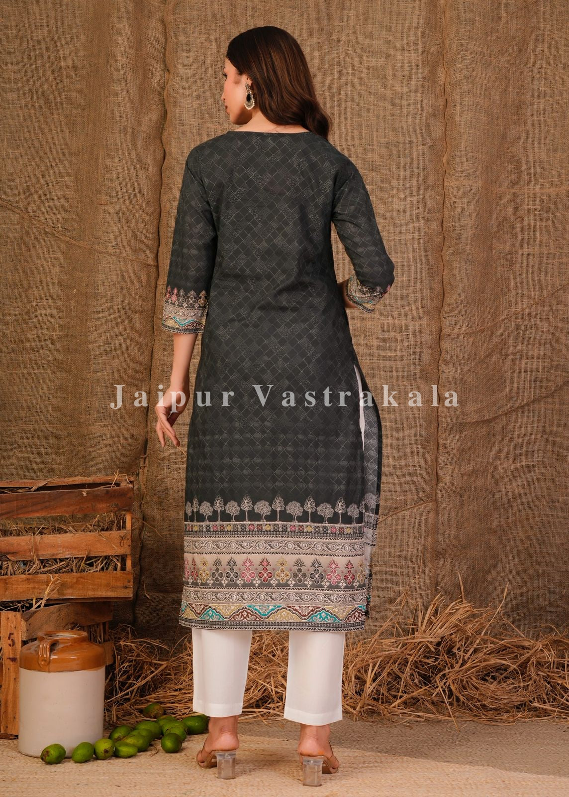 Gray Ethnic Cotton Kurti