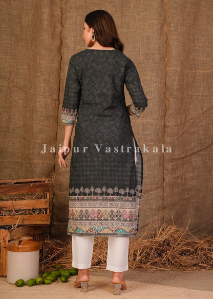 Gray Ethnic Cotton Kurti