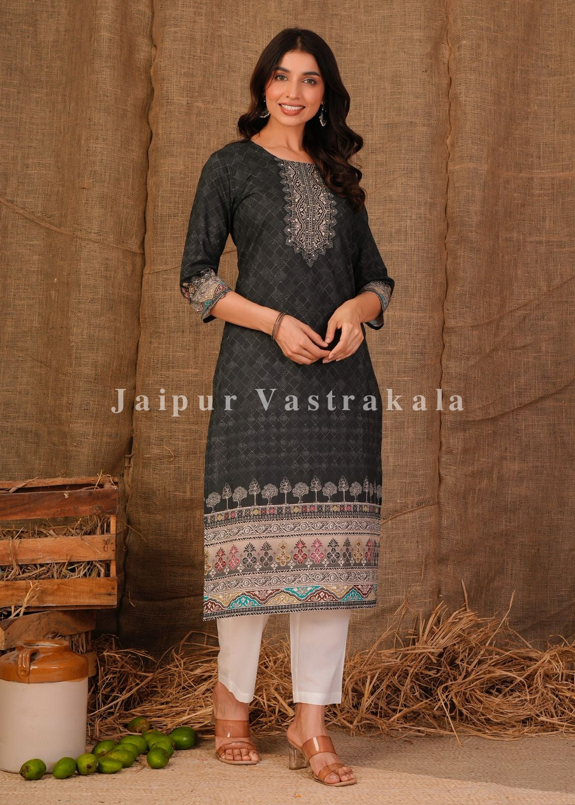 Gray Ethnic Cotton Kurti