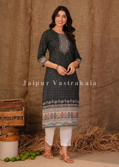 Gray Ethnic Cotton Kurti