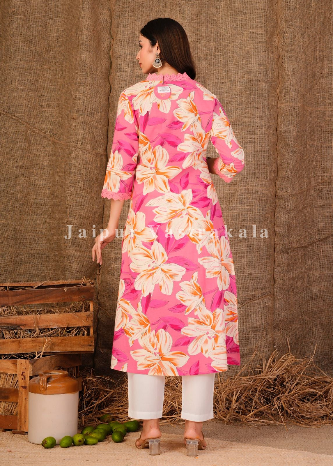 Pink Floral Vibe Cotton Kurti