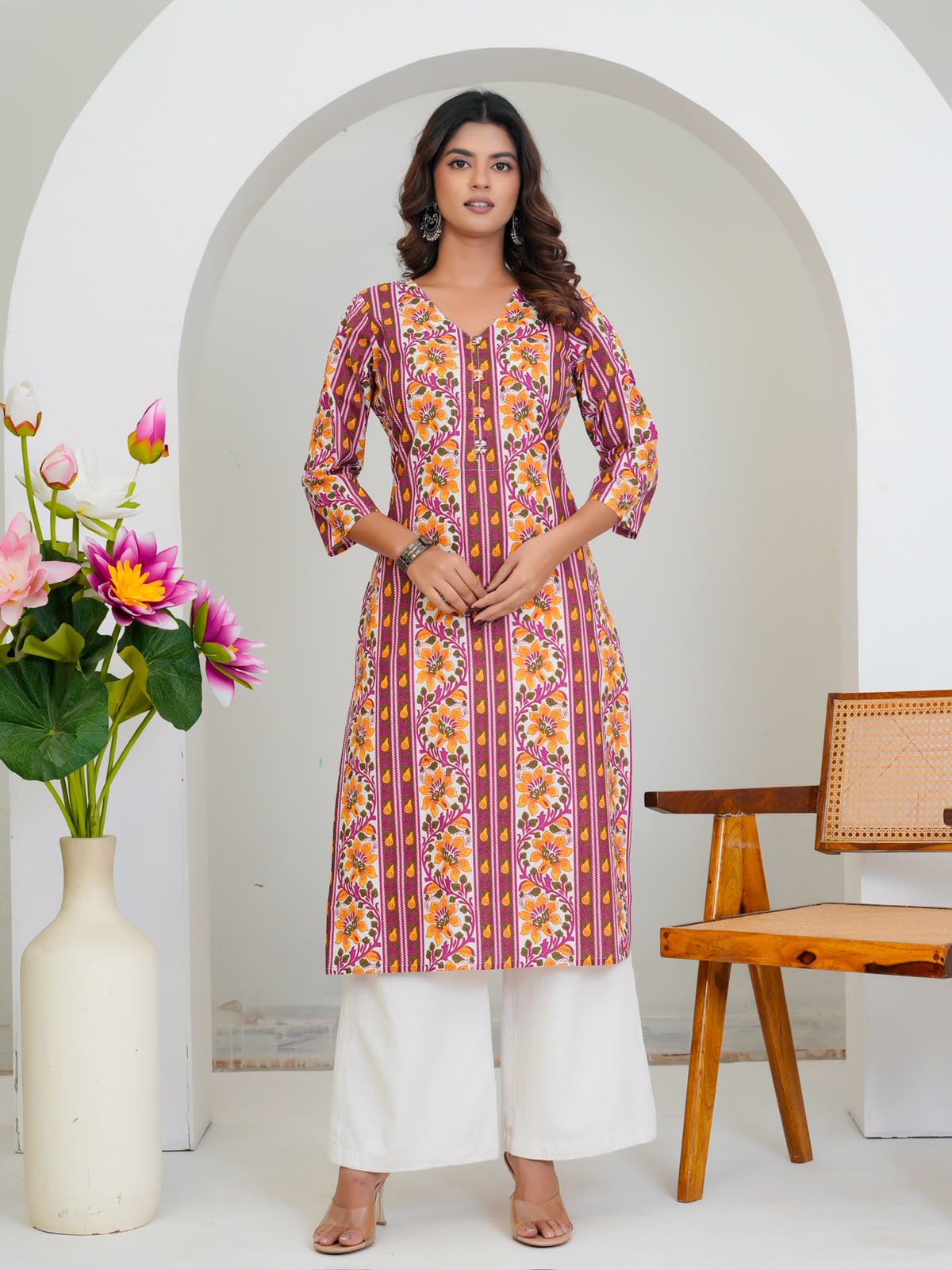 Magenta Veil Cotton Kurti