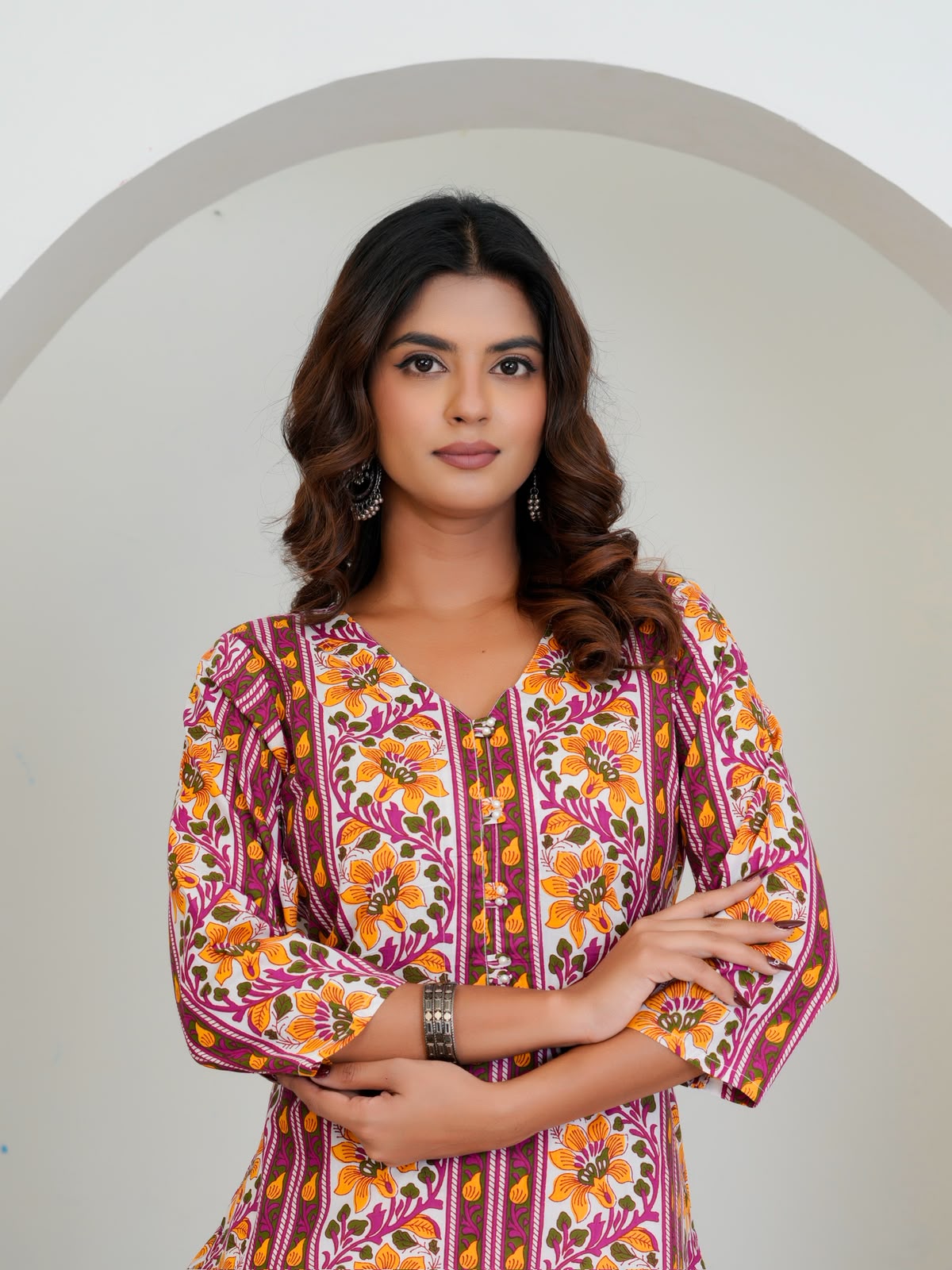 Magenta Veil Cotton Kurti