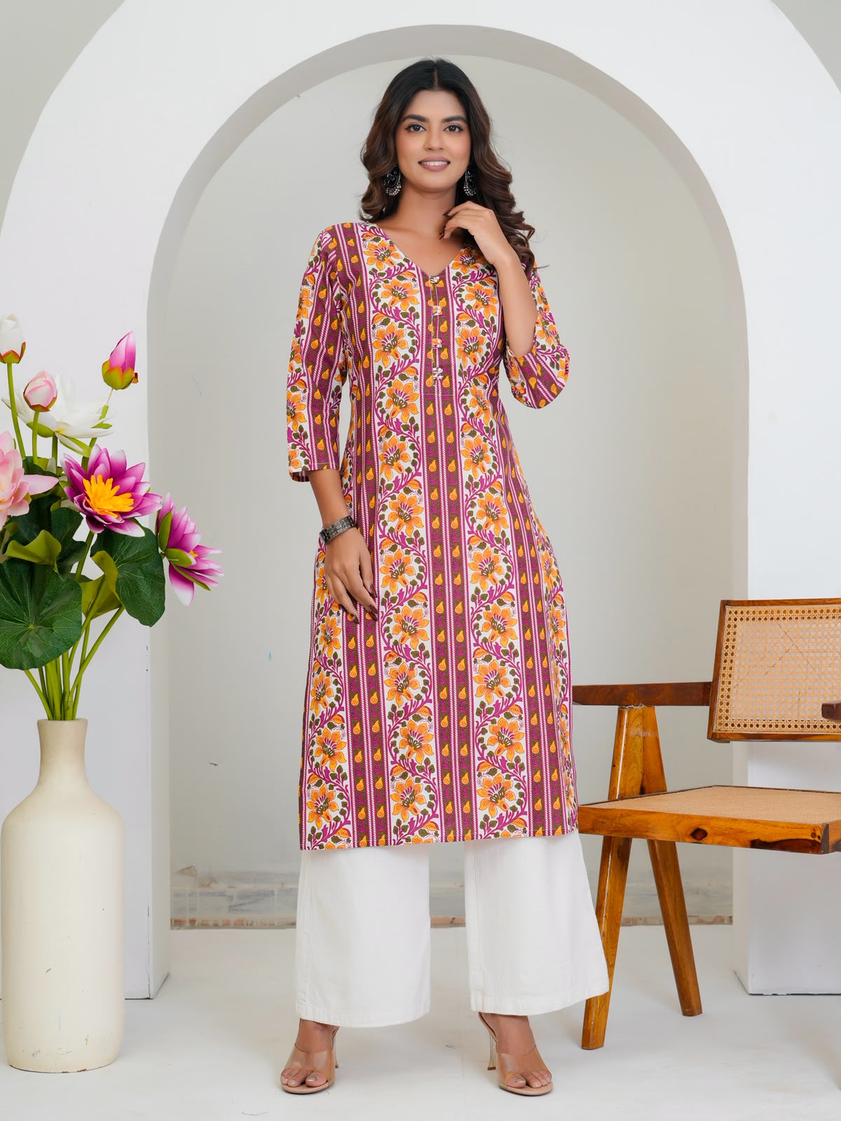 Magenta Veil Cotton Kurti