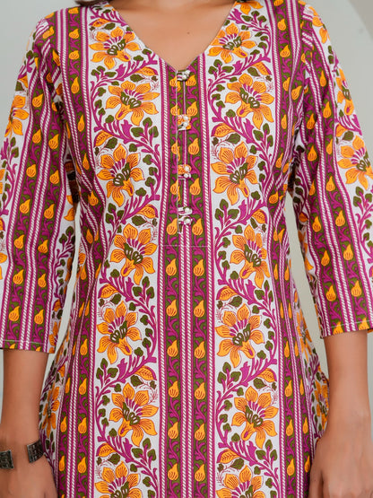 Magenta Veil Cotton Kurti