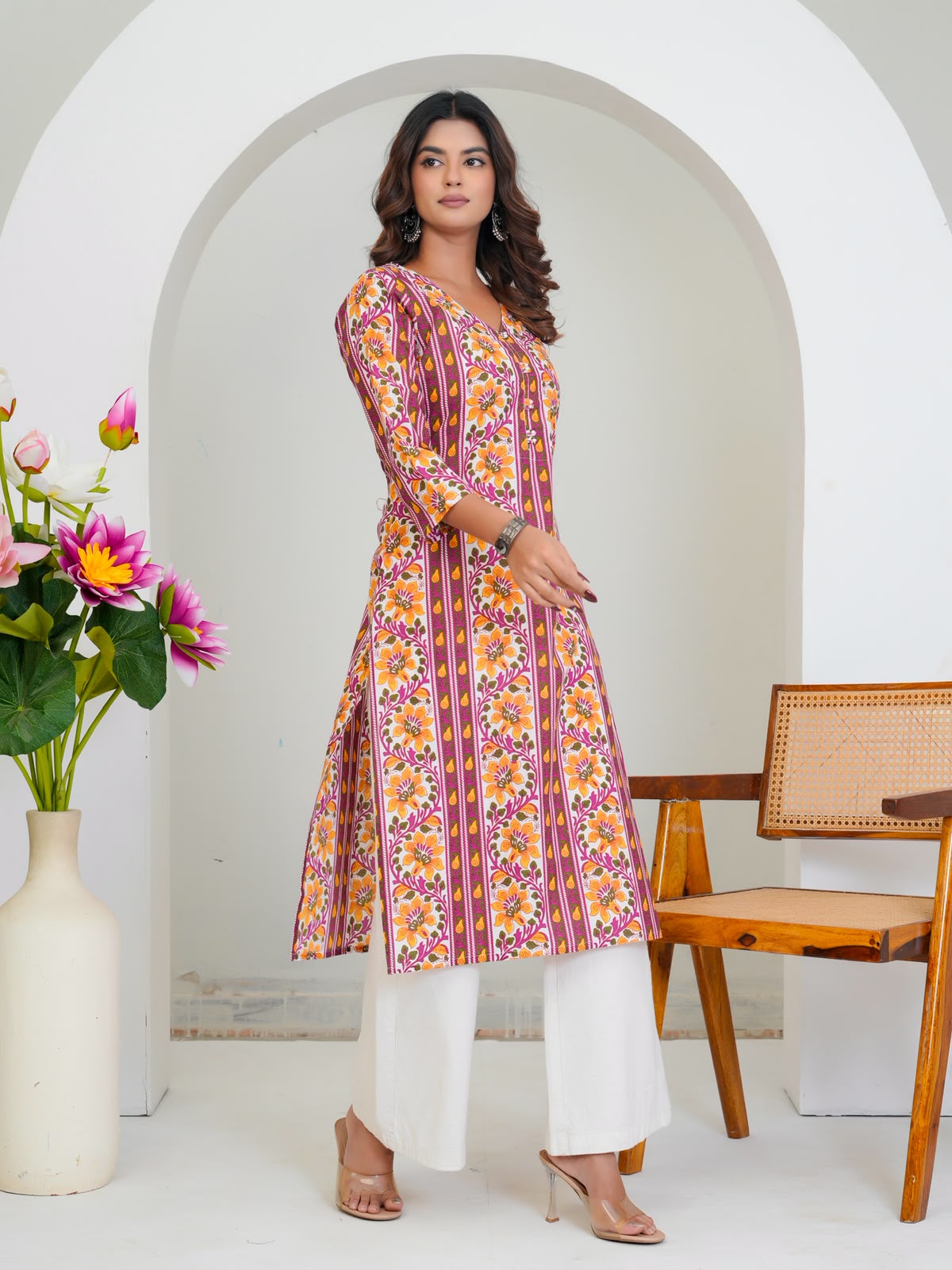Magenta Veil Cotton Kurti
