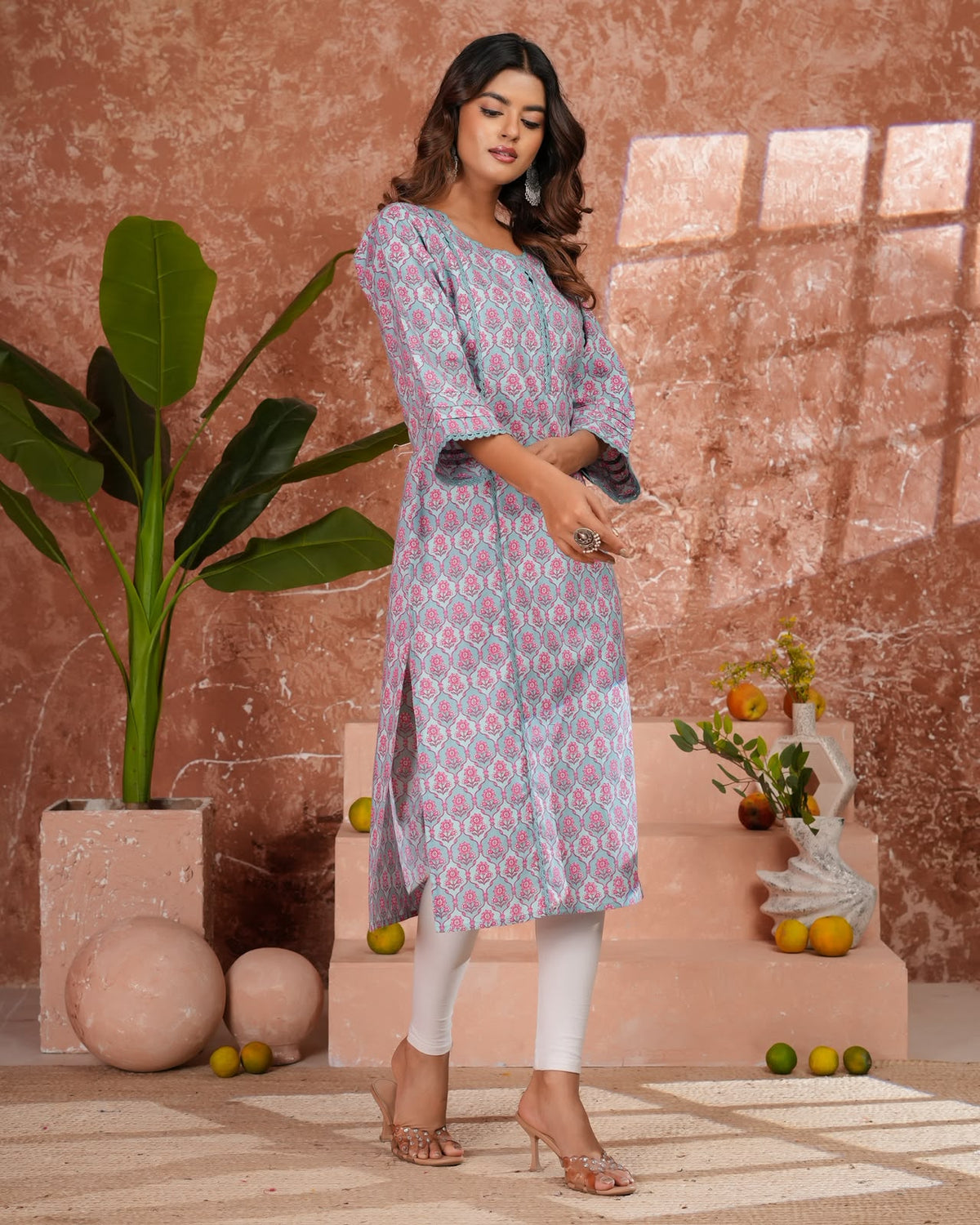 Blue Buds Cotton Pakistani Kurti