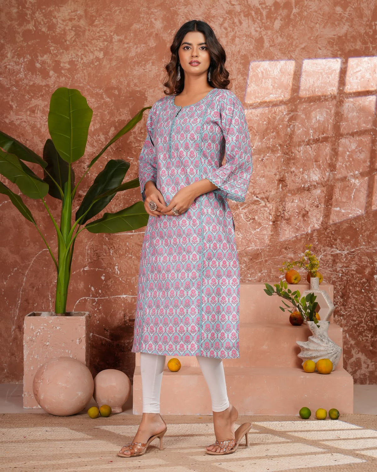 Blue Buds Cotton Pakistani Kurti