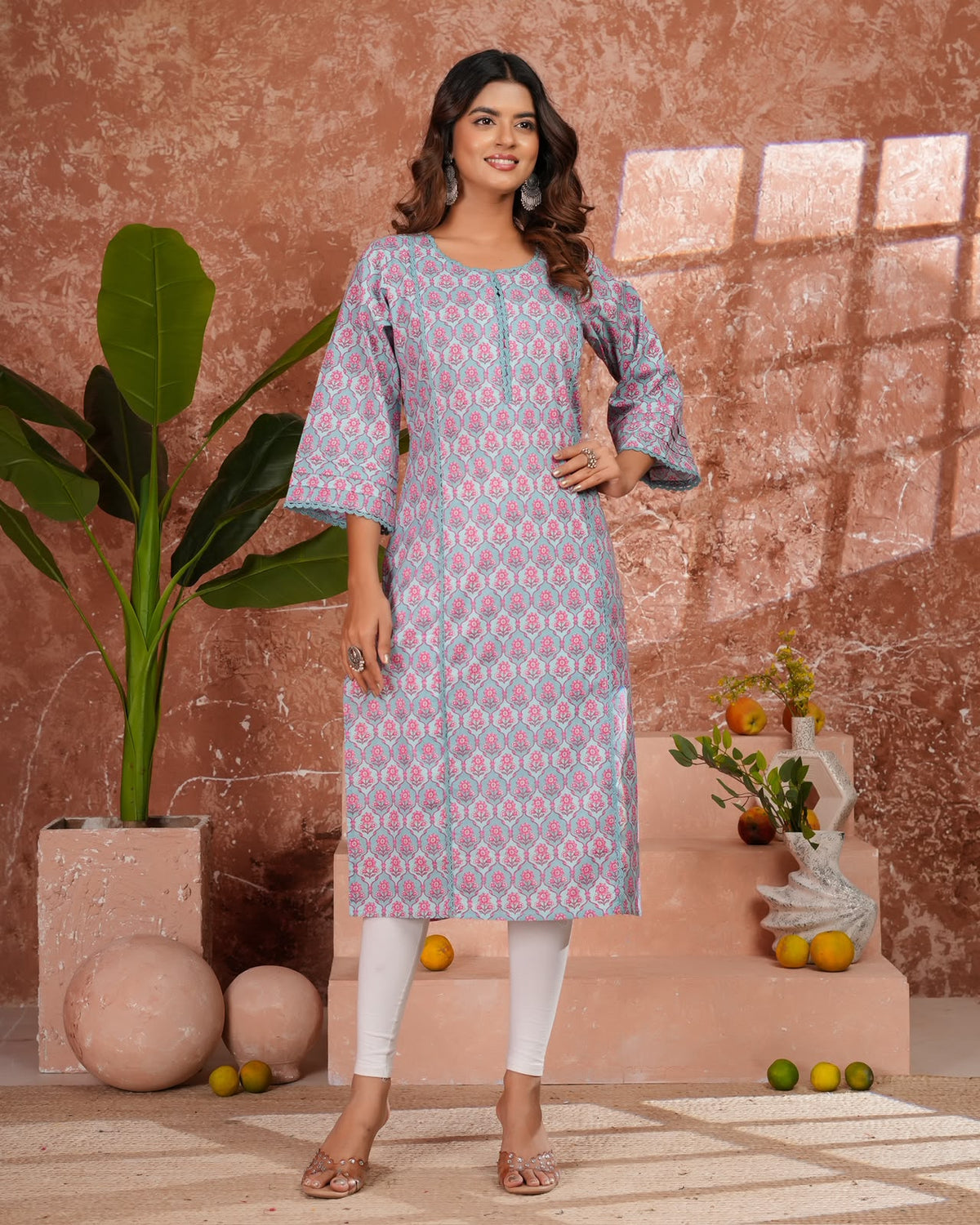 Blue Buds Cotton Pakistani Kurti