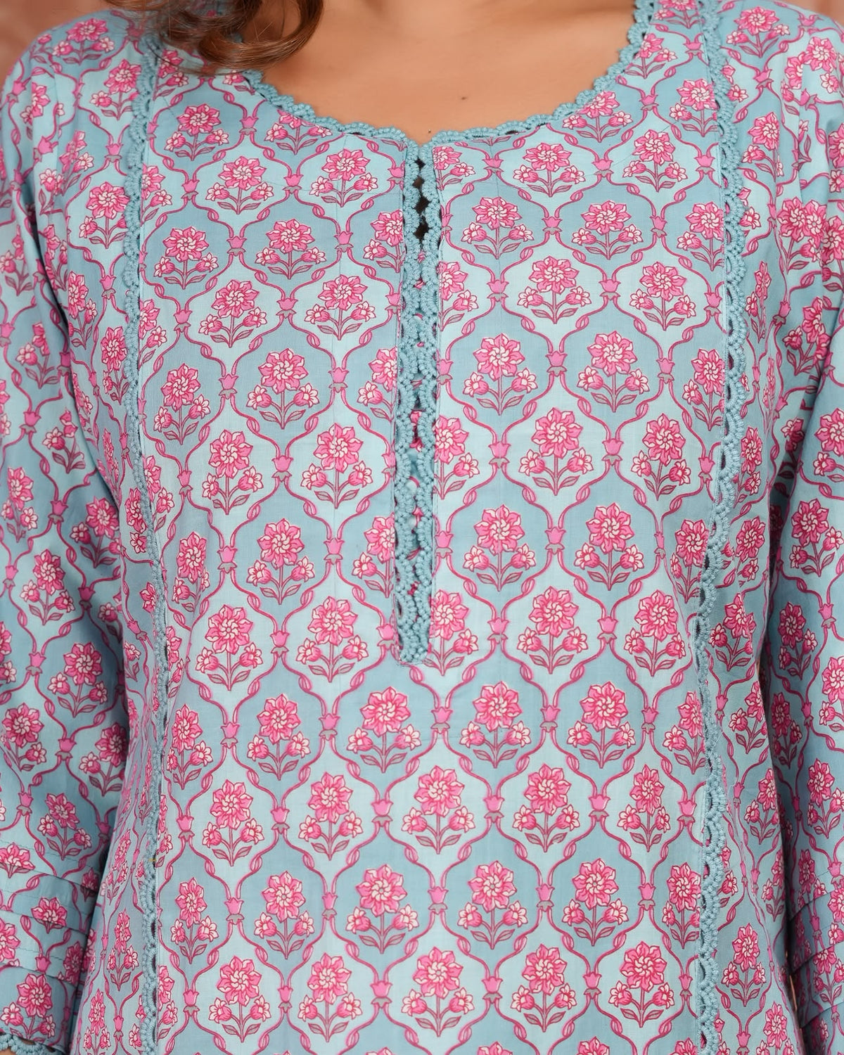Blue Buds Cotton Pakistani Kurti