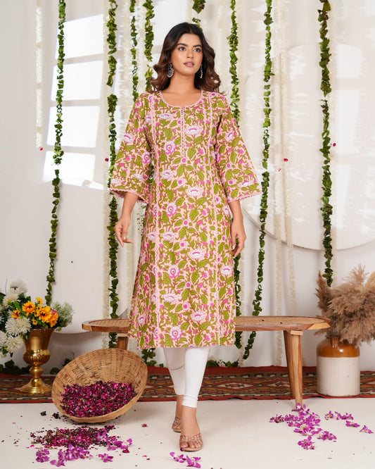 Peach Whispers Cotton Pakistani Kurti