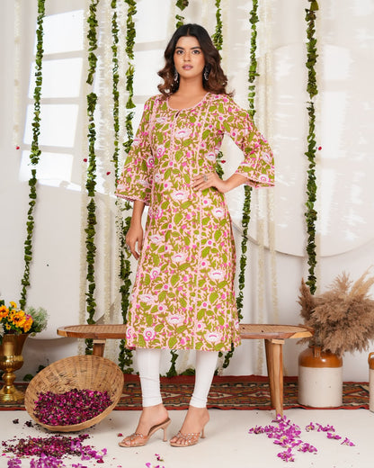 Peach Whispers Cotton Pakistani Kurti