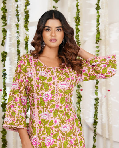 Peach Whispers Cotton Pakistani Kurti