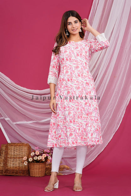 Pastel Pink Petal Cotton Flex Kurti