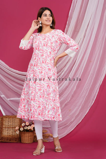 Pastel Pink Petal Cotton Flex Kurti