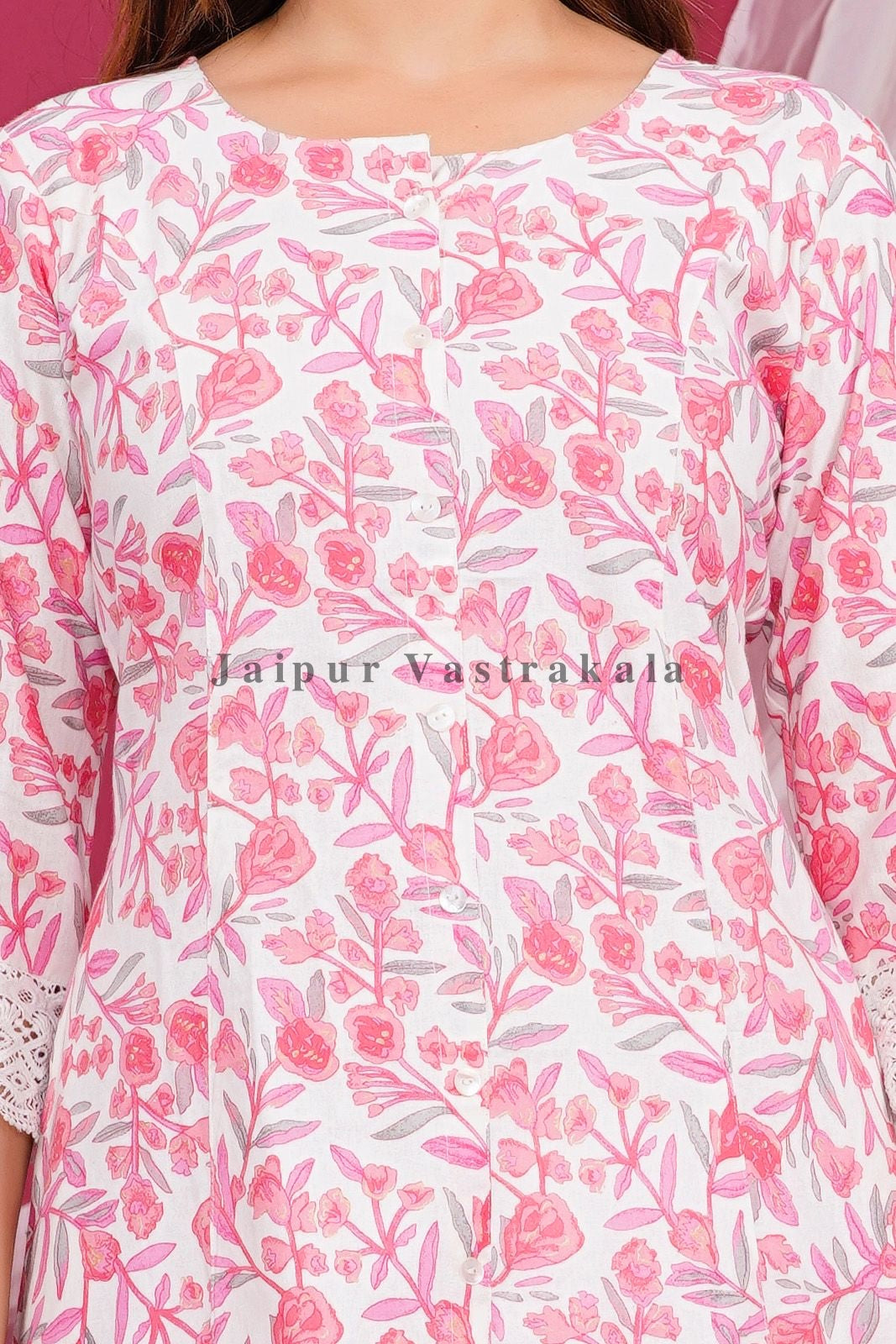 Pastel Pink Petal Cotton Flex Kurti