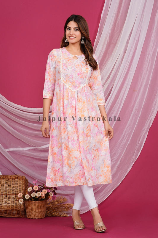 Radiant Oasis Cotton Embroidery Kurti