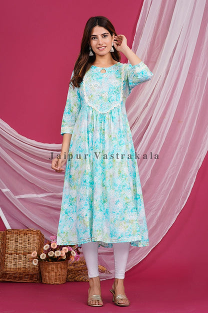 Serene Oasis Cotton Embroidery Kurti