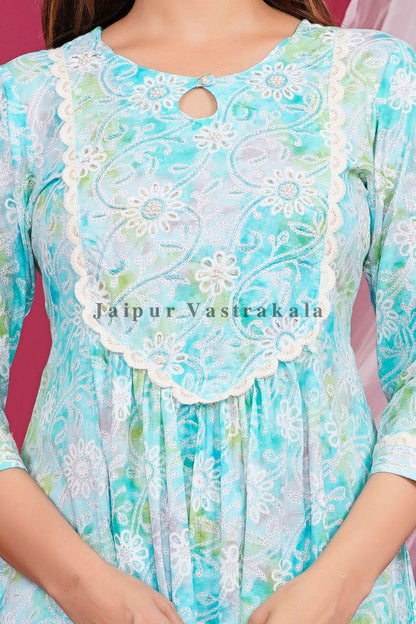 Serene Oasis Cotton Embroidery Kurti