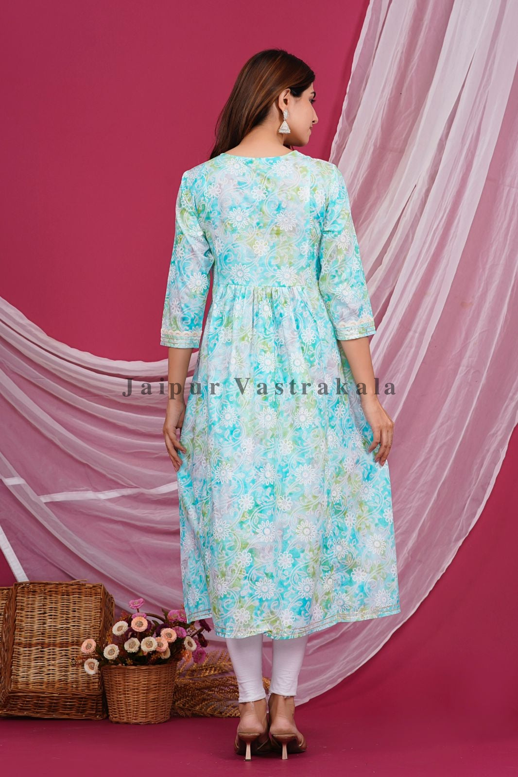 Serene Oasis Cotton Embroidery Kurti