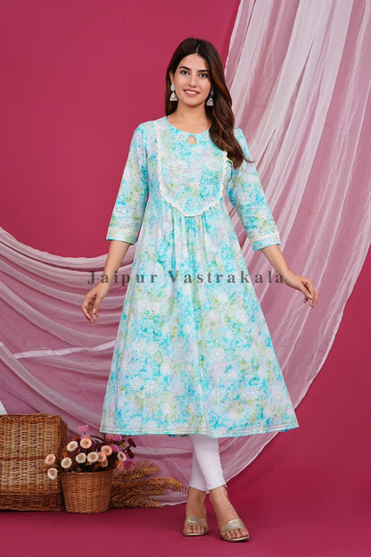 Serene Oasis Cotton Embroidery Kurti