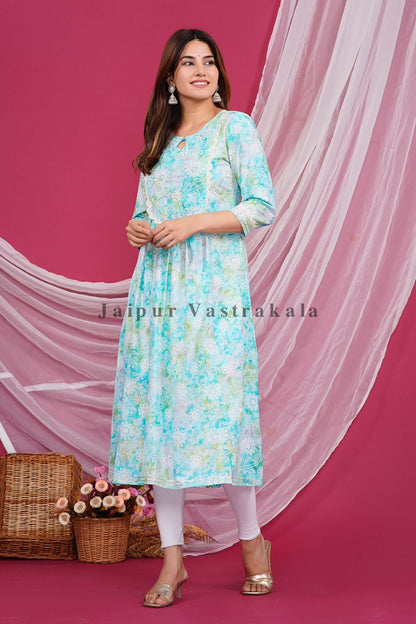 Serene Oasis Cotton Embroidery Kurti