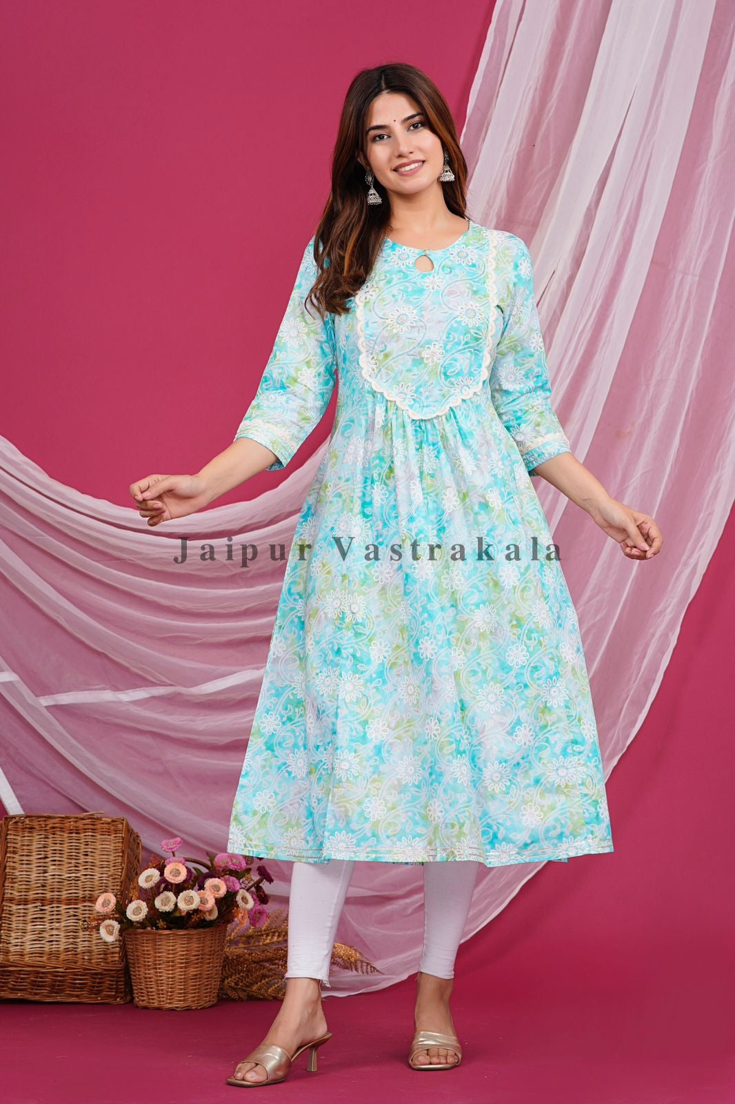 Serene Oasis Cotton Embroidery Kurti