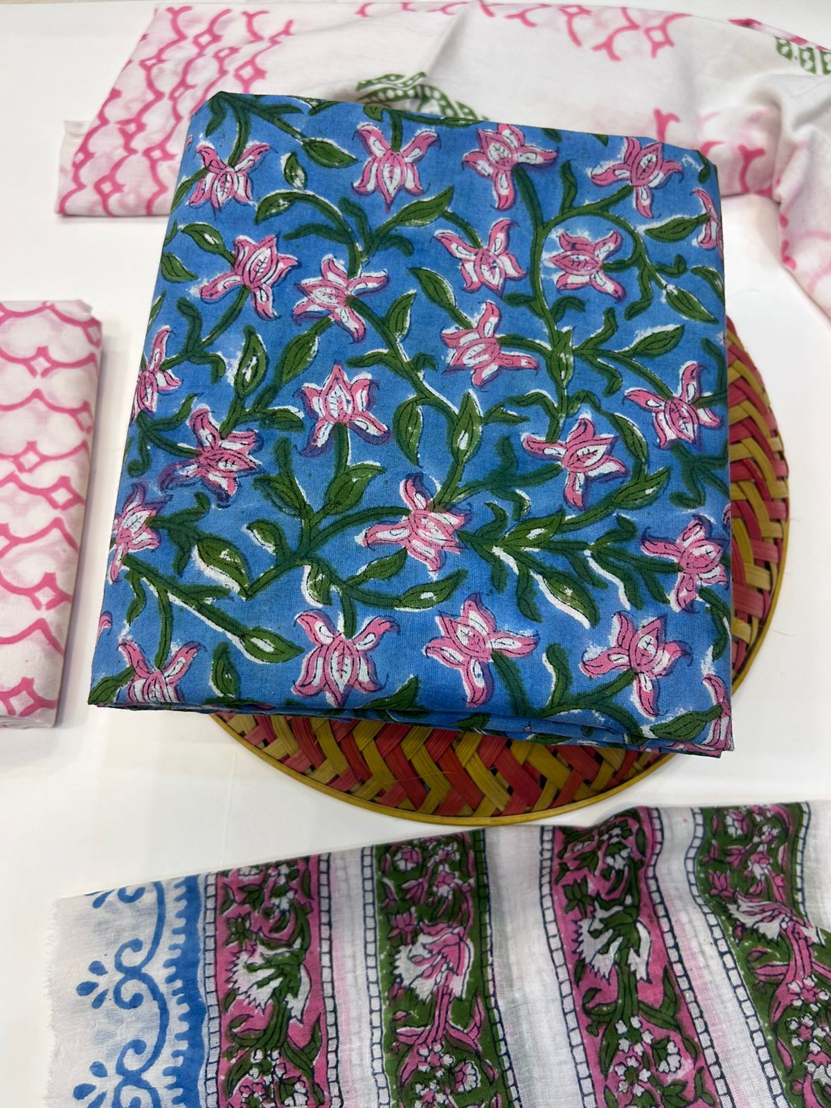 hand block printed cotton dupatta suit